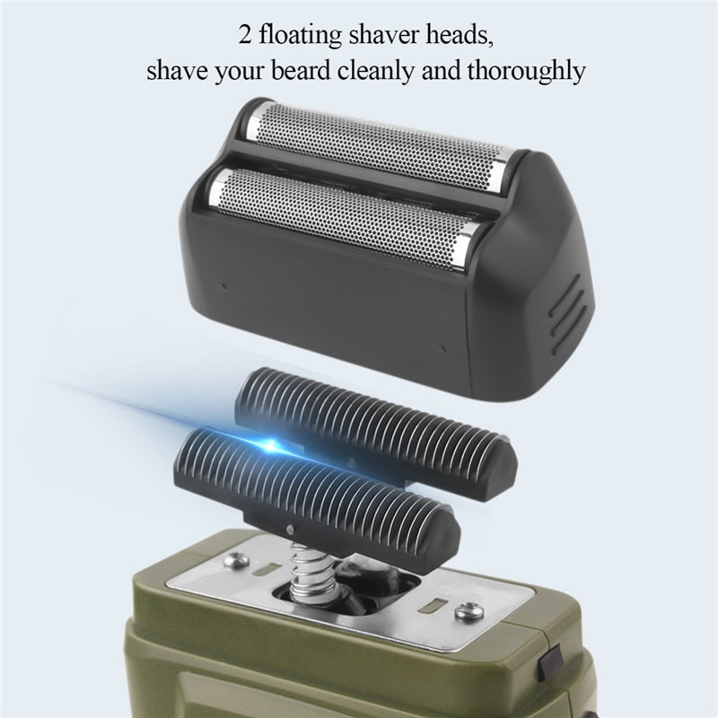 Men's Shaver Beard Hair Trimmer Electric Razor 2 Floating Shaver Head
